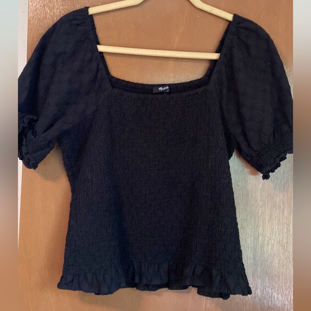 Madewell Puff-Sleeve Smocked Bodice Top